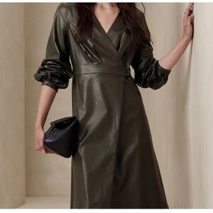 NWT Banana Republic Knee Length Leather Wrap Dress